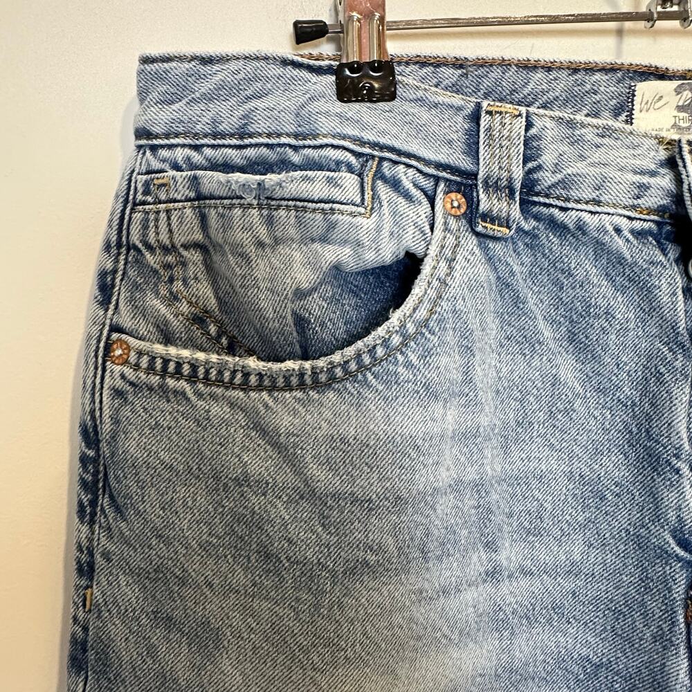 We The Free Jeans 31 Light Blue Curvy High Rise Button Fly Raw Hem Boho‎ Retro - Picture 4 of 12